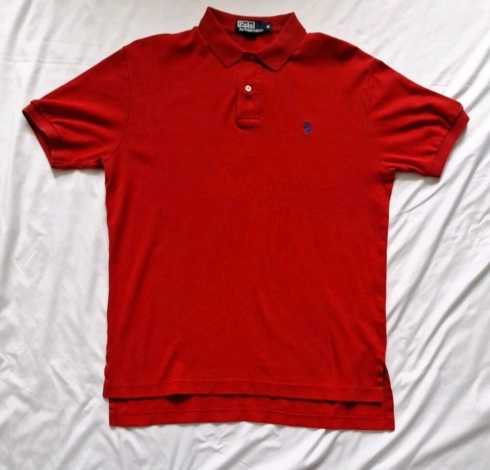 Polo Ralph Lauren Polo Shirt Red Size Medium Blue Pony